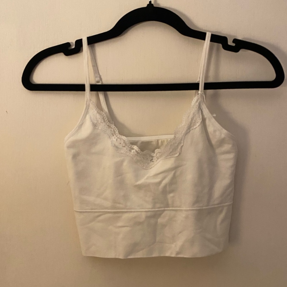 Free Press White Lace Detail Tank Top